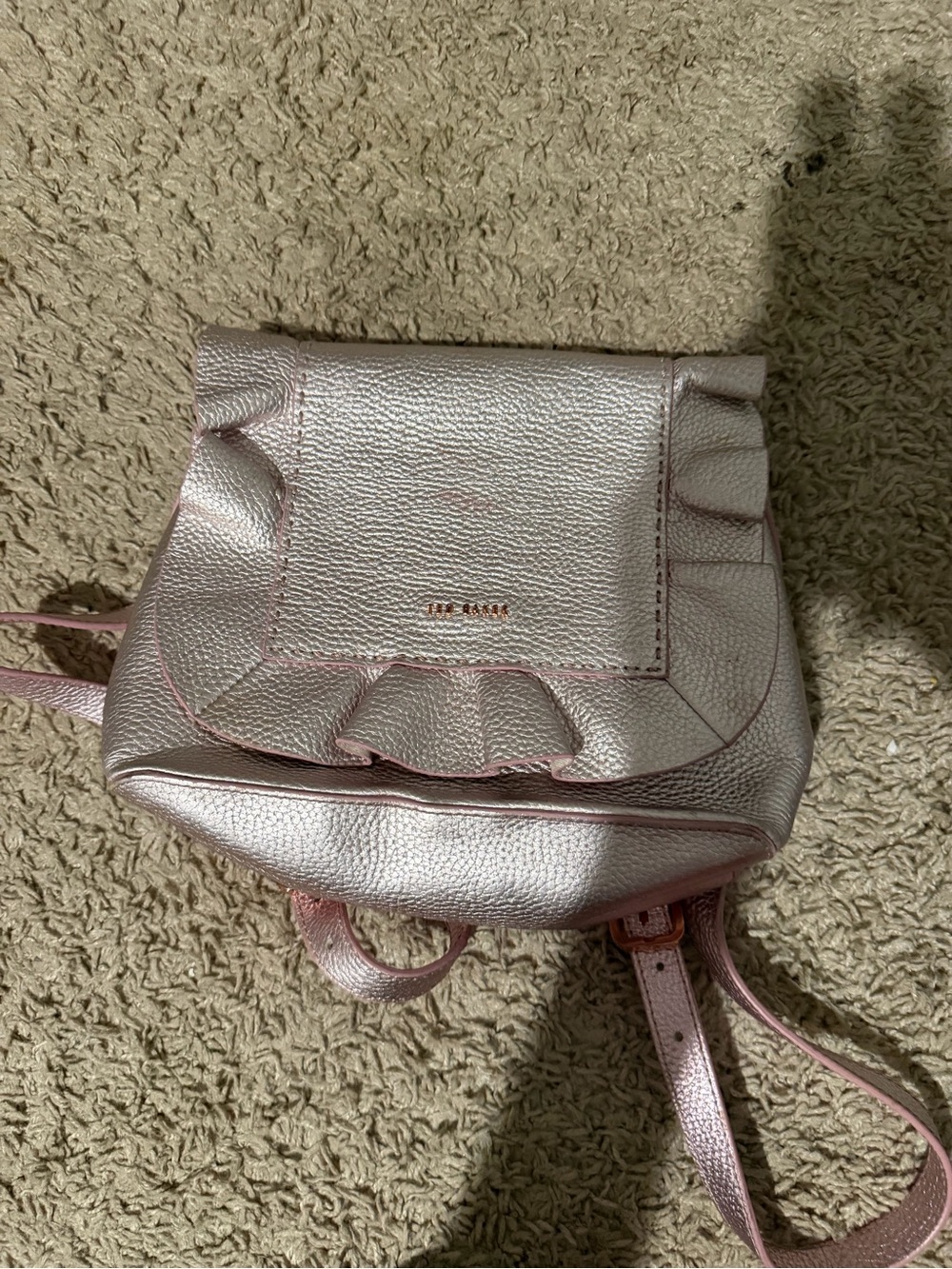 Ted Baker Metallic Pink Ruffle Backpack